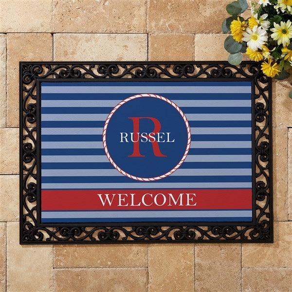Personalized Nautical Doormat With Recycled Rubber Back Anchors Aweigh