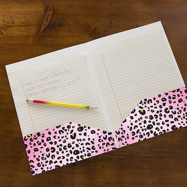 Personalized School Folders Animal Print