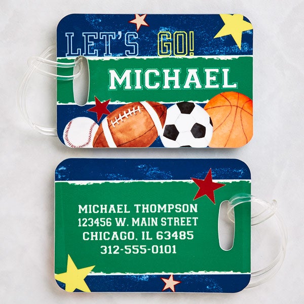 Personalized Boys Luggage Tags - Sports - 13291