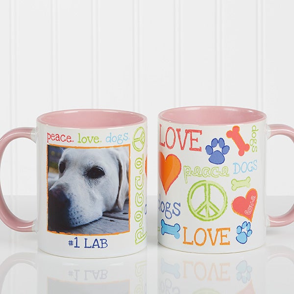 Personalized Pet Coffee Mugs - Peace, Love, Dogs - 13349