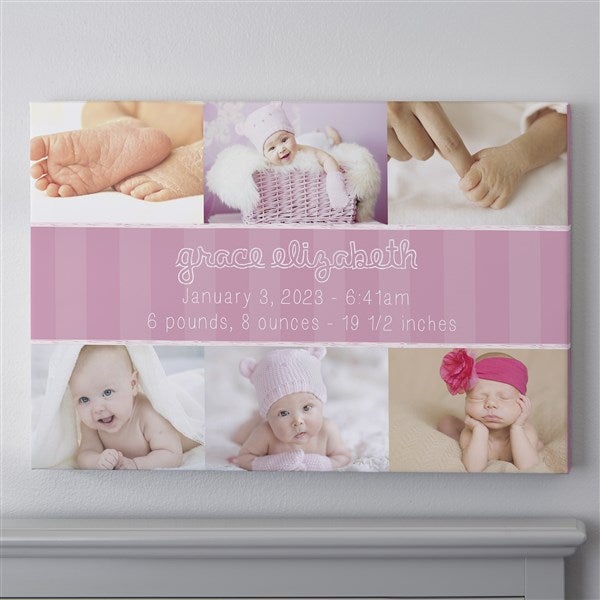 Personalized Baby Collage Photo Canvas Print Horizontal