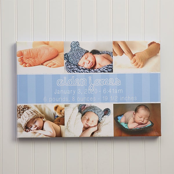 Personalized Baby Collage Photo Canvas Print Horizontal Baby Gifts