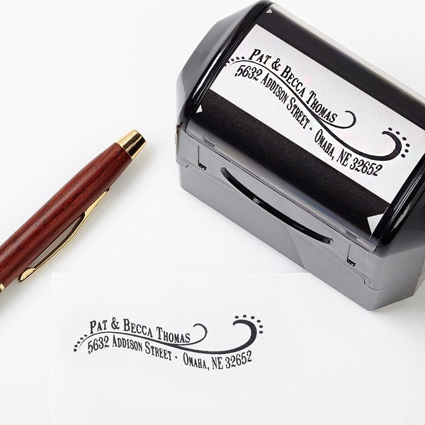 Personalized Return Address Stamp - Lovely Swirls - 13528