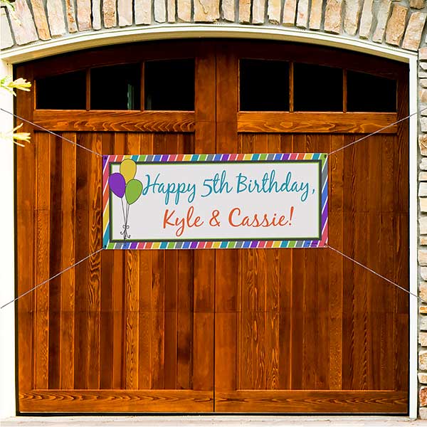 Personalized Birthday Party Banners - Party Stripe - 13553