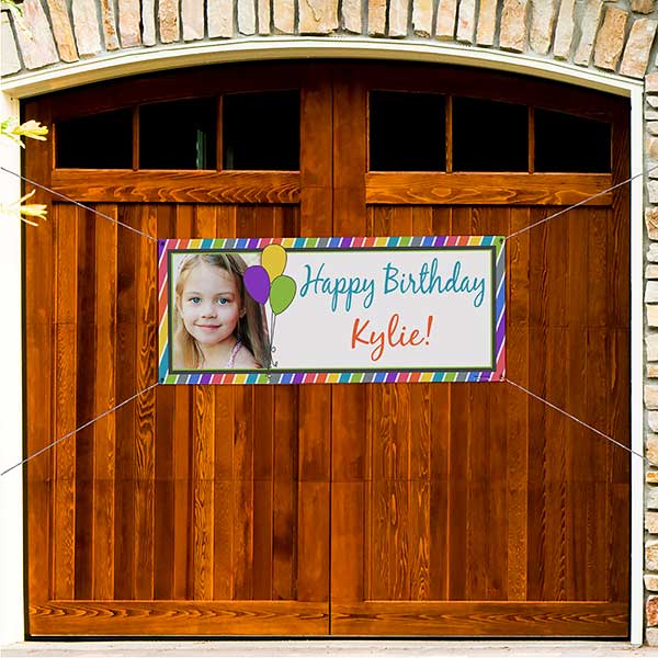 Personalized Birthday Party Photo Banners - Party Stripe - 13554