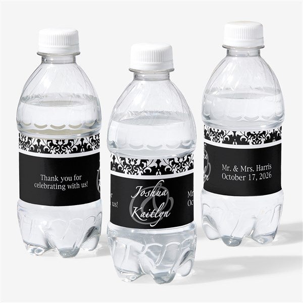 Personalized Damask Wedding Water Bottle Labels - 13609