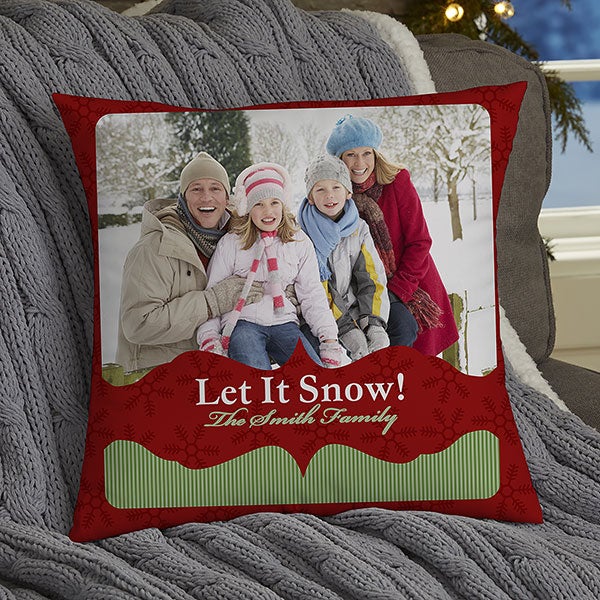 Personalized Christmas Photo Throw Pillow - Classic Holiday - 13791