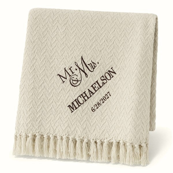 Personalized Couples Afghan - Wedding & Anniversary - 13803