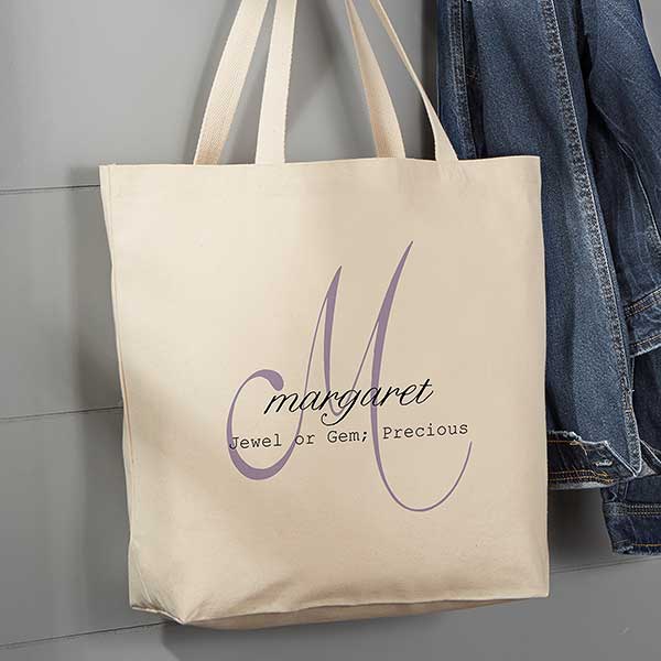 Meaning Monogram Personalized Large Tote Bag