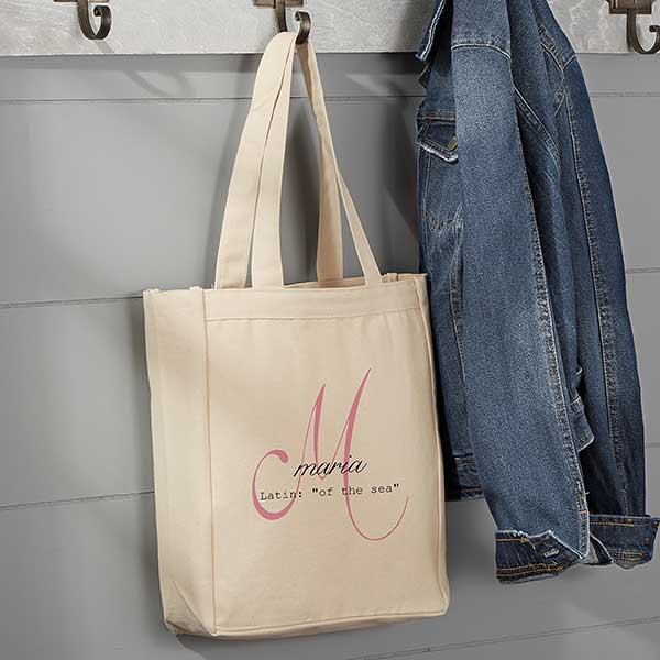 Name Meaning Personalized Canvas Tote Bag - Large