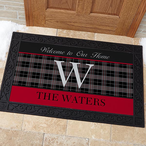 Northwoods Plaid Personalized Doormats Christmas Gifts