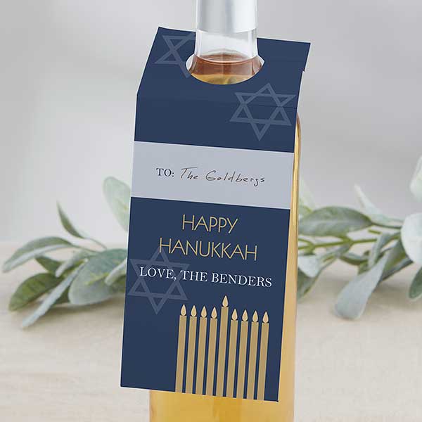 Personalized Hanukkah Wine Bottle Tags - 13816