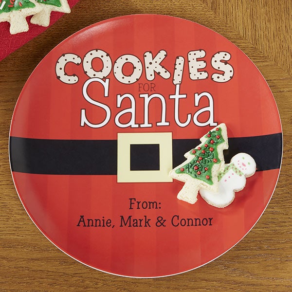 Personalised Santa Stop Here Plastic Plate cookies for santa Christmas eve plate