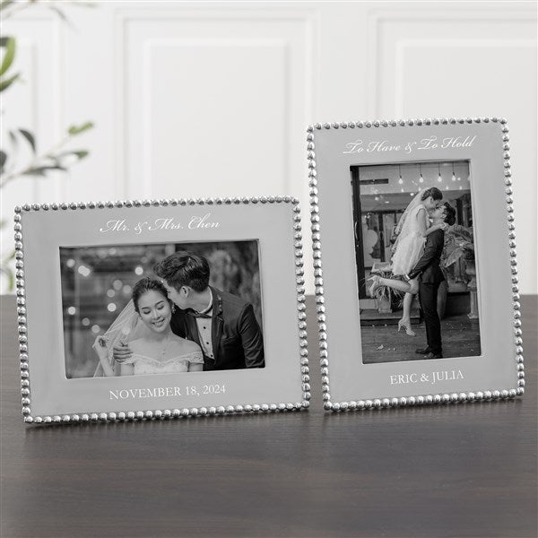 Personalized Wedding Picture Frames - Mariposa String of Pearls - 13944