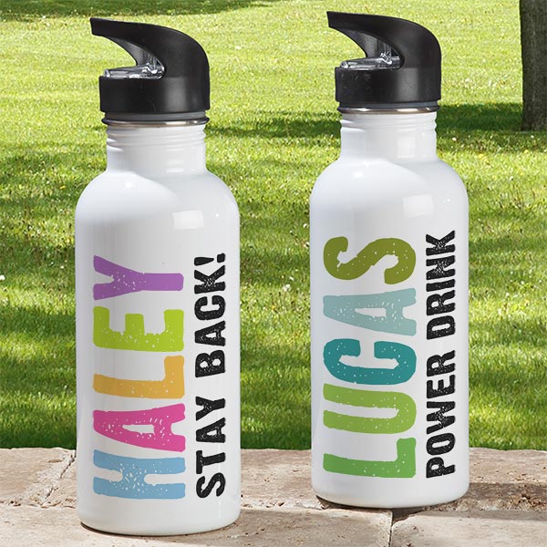 Personalized Kids Water Bottle - Hands Off