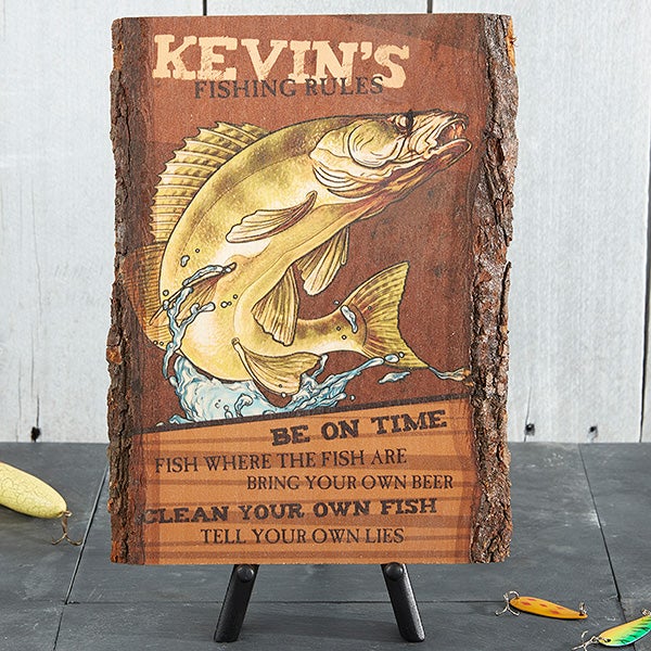 Personalized Basswood Plaque - Fishing Rules - 13951