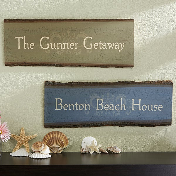 Personalized Beach House Sign - Rustic Basswood Plank - 13954