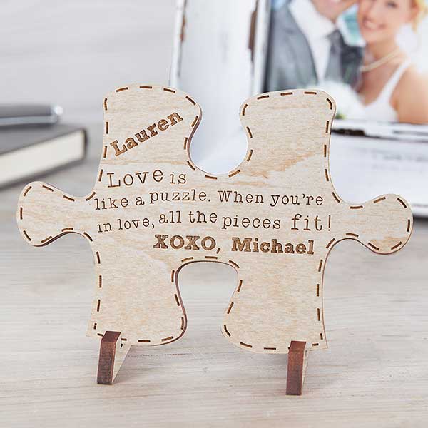Forever In Love We Are Still Us Whitewashed Wood Puzzle Piece Wall Frame 