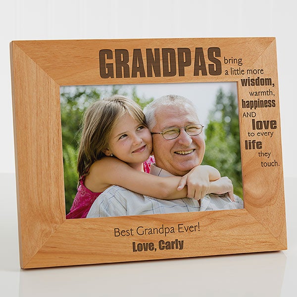 Cedar Crate Market Grandpa's Little Sweetheart Frame for Grandpa Engraved Natural Wood Photo Frame Fits a 4x6 Vertical Portrait Father's Day Dad 
