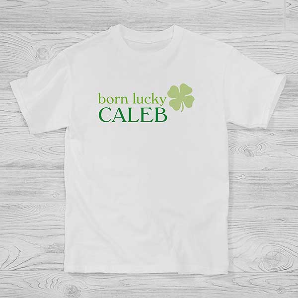 Personalized Four Leaf Clover Apparel - Born Lucky - 14055