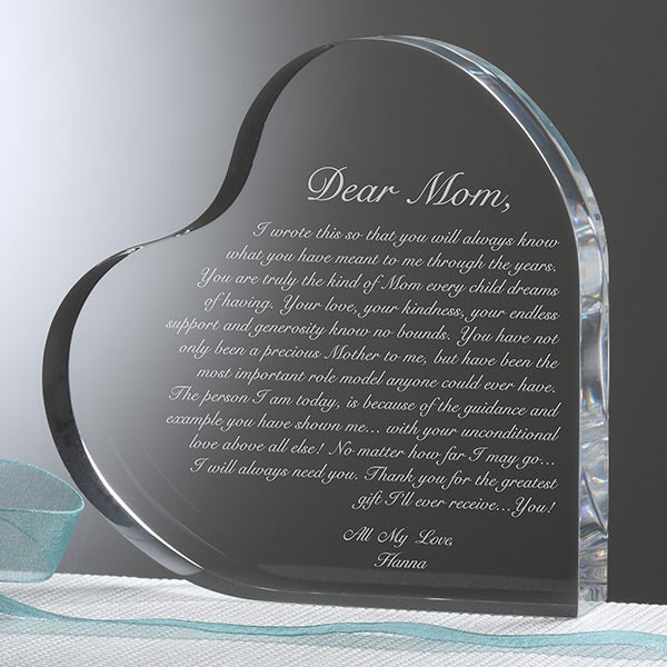 Keepsake Mother's Day Personalised Heart with Message for Mum Birthday Gift 