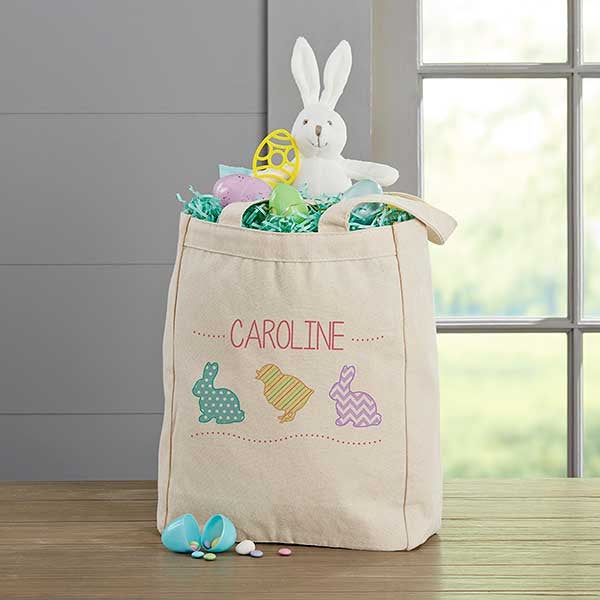 Personalized Easter Tote Bag - Hop Hop Bunnies - 14087