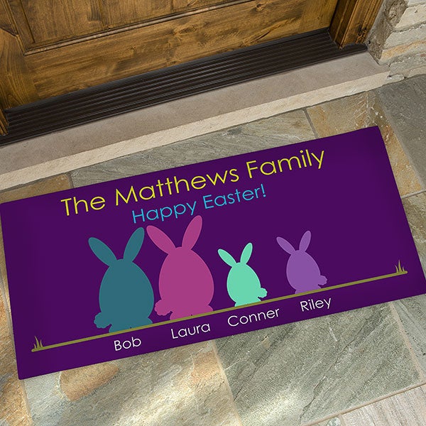 Personalized Large Easter Doormat Easter Bunny Family Easter Gifts