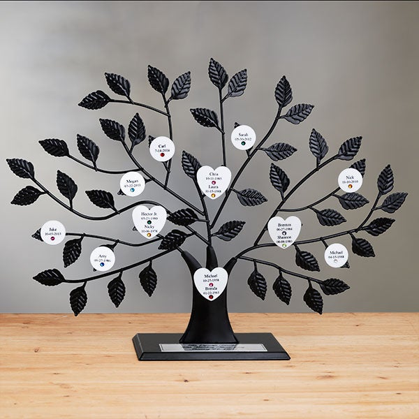 Personalized Birthstone Family Tree Sculpture - Silver - 14192D