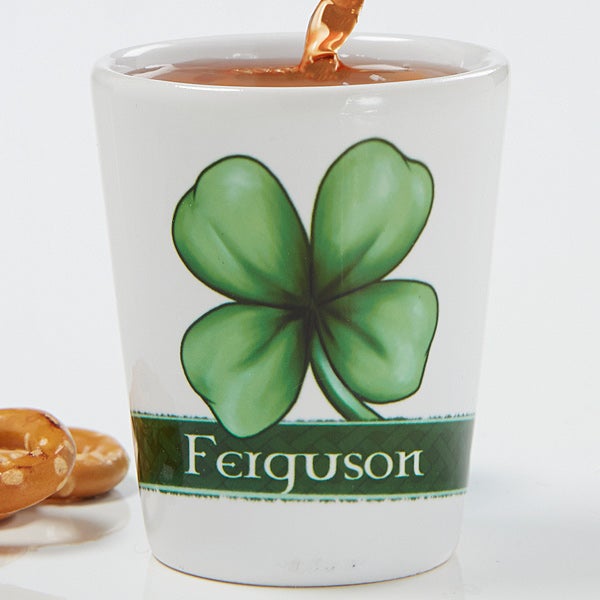 Personalized Glass Irish Coffee Mugs - Four Leaf Clover