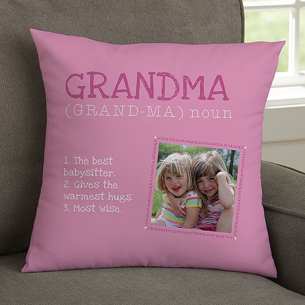 Personalized Photo Throw Pillow - Definition of a Grandma - 14228