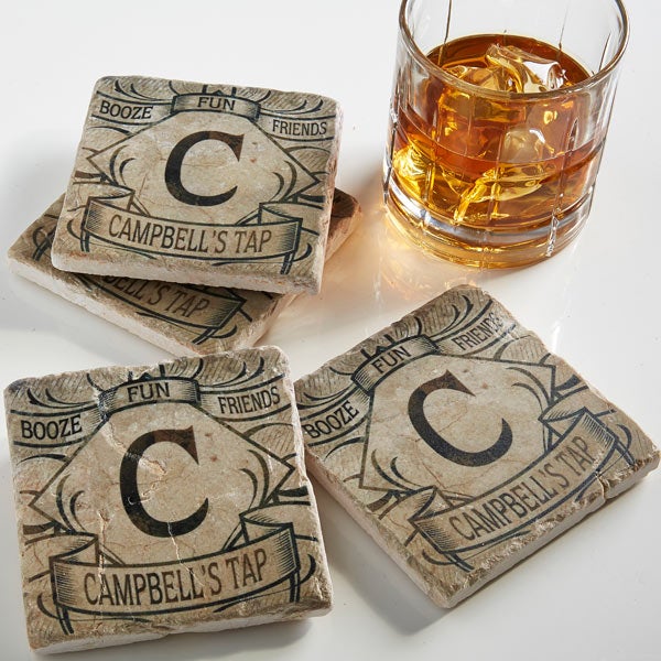 Personalized Stone Coaster Set - Initial Monogram - 14245