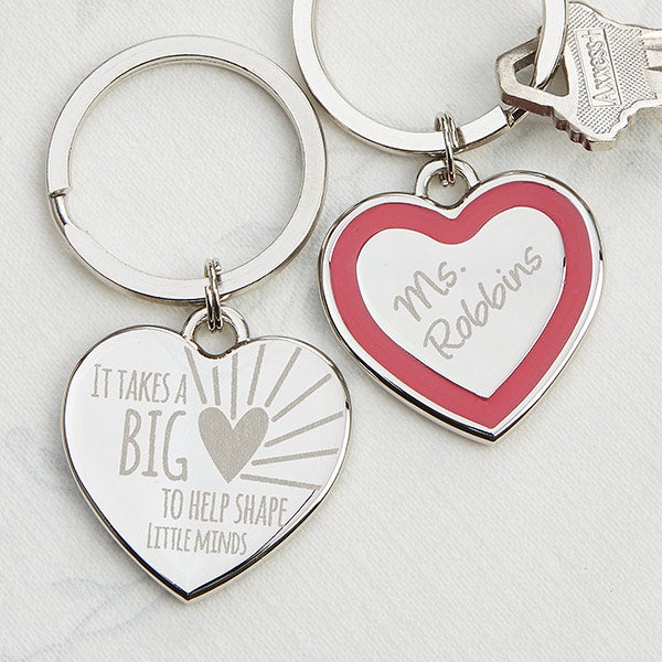 Engraved Keyring Thanks For Teacher Keychain Heart Pendant Gift for Teachers
