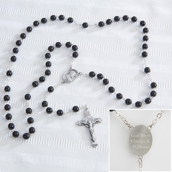 Personalized Black Rosary - Adult - 14366