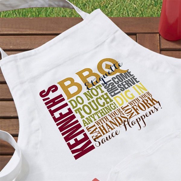 Personalized BBQ Apron & Potholder - Barbecue Rules - 14376