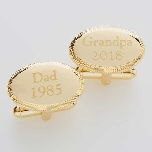 Personalized Gold Cufflinks - Date Established - 14381