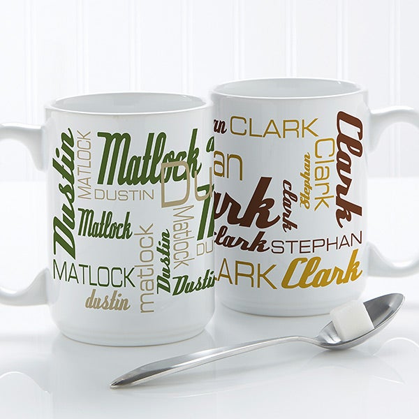 Personalized Coffee Mugs - Signature Style For Him - 14425