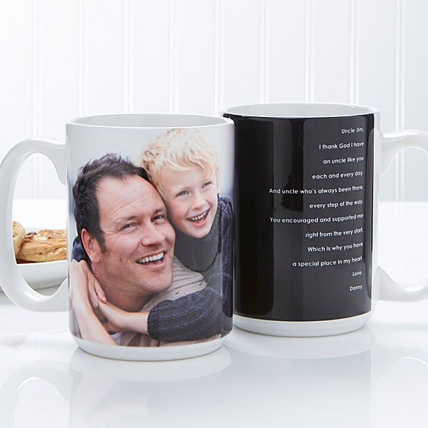 Personalized Mens Coffee Mugs - Photo Sentiments - 15 oz.