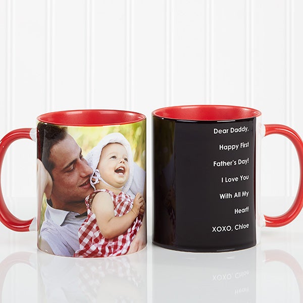 Personalized Coffee Mugs for Him Photo Sentiments Red Handle For Him