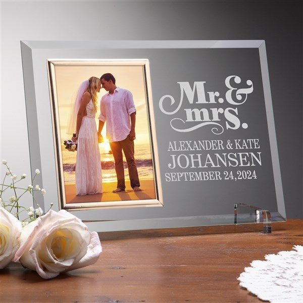 Personalized Glass Wedding Frames - Mr & Mrs - 14489