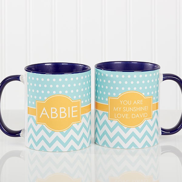 Personalized Coffee Mugs - Preppy Chic Chevron - 14559