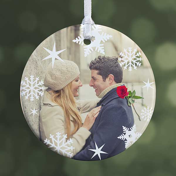 Personalized Photo Christmas Ornament - Snowflakes - Double Sided - 14638