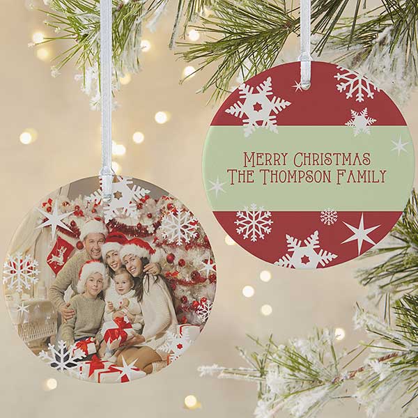 Personalized Photo Christmas Ornament - Snowflakes - Double Sided - 14638