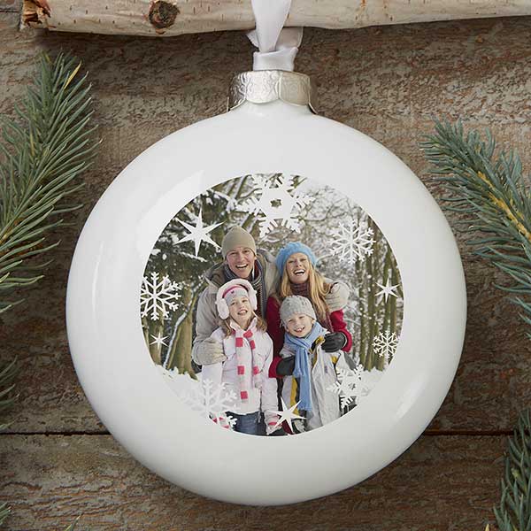 Personalized Photo Christmas Ornament - Snowflakes - Double Sided - 14638
