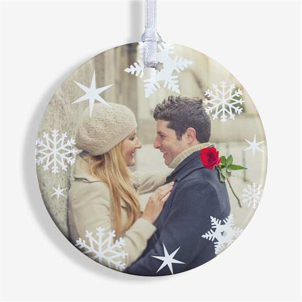 Personalized Photo Christmas Ornament - Snowflakes - Double Sided - 14638