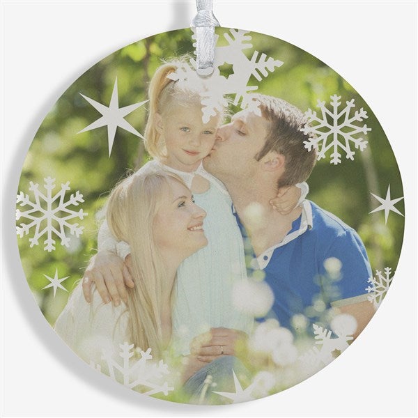 Personalized Photo Christmas Ornament - Snowflakes - Double Sided - 14638