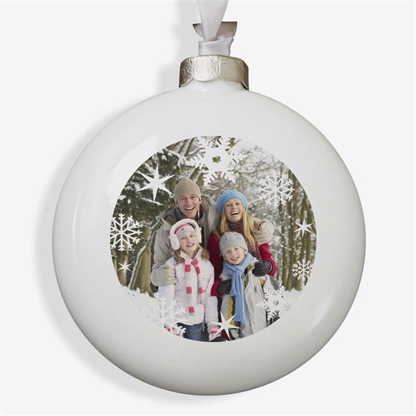 Personalized Photo Christmas Ornament - Snowflakes - Double Sided - 14638