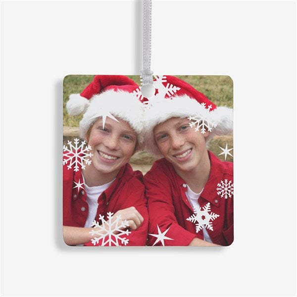 Personalized Photo Christmas Ornament - Snowflakes - Double Sided - 14638