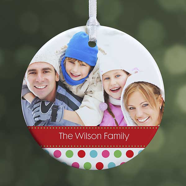 Personalized Photo Christmas Ornament - Baby - Polka Dot - Double Sided - 14641