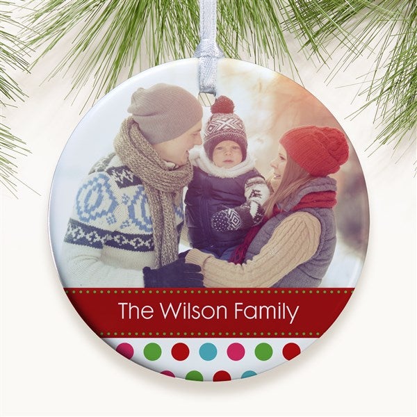 Personalized Photo Christmas Ornament - Baby - Polka Dot - Double Sided - 14641