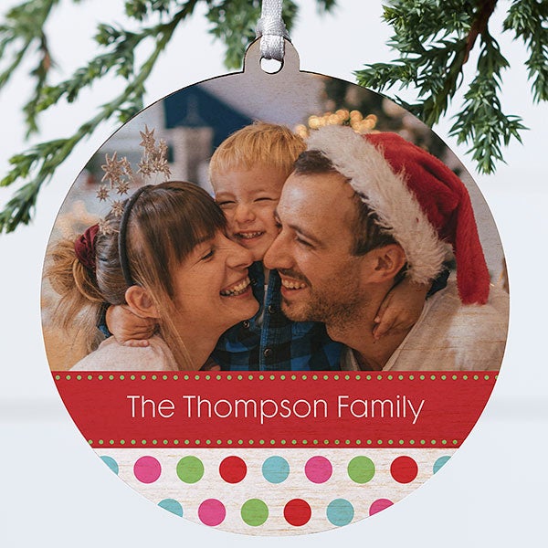 Personalized Photo Christmas Ornament - Baby - Polka Dot - Double Sided - 14641